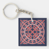 Middeleeuwse Romaanse krans laat rood wit blauw Sleutelhanger (voorkant)