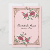 Middeleeuwse Romantiek met Houten Frame Bruidsdouc Kaart (Achterkant)