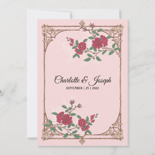 Middeleeuwse Romantiek met Houten Frame Bruidsdouc Kaart (Achterkant)