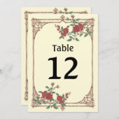 Middeleeuwse Romantische Trouwtafel Nummerkaart (Voorkant / Achterkant)