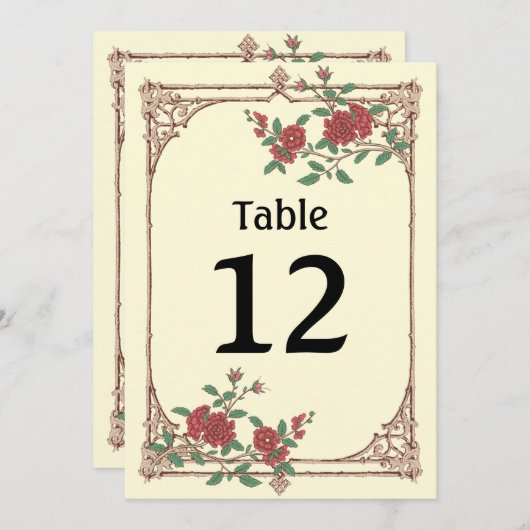 Middeleeuwse Romantische Trouwtafel Nummerkaart (Voorkant / Achterkant)