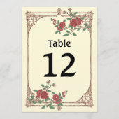 Middeleeuwse Romantische Trouwtafel Nummerkaart (Voorkant)