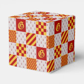 Middeleeuwse Rood Geel Magische Fantasie Heraldisc Bedankdoosjes (Achterkant)