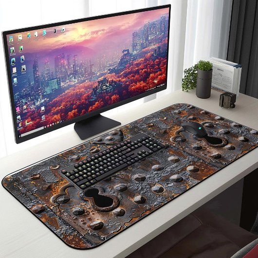 Middeleeuwse Rustieke Trunk Iron Print Desk Mat