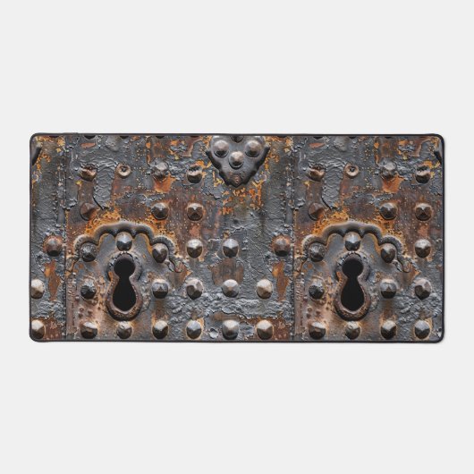 Middeleeuwse Rustieke Trunk Iron Print Desk Mat (Voorkant)