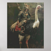 Middeleeuwse Samurai Riding Ostrich Poster (Voorkant)