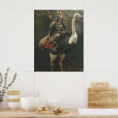 Middeleeuwse Samurai Riding Ostrich Poster (Keuken)
