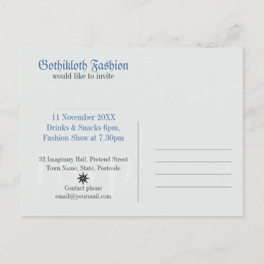 Middeleeuwse schaduwen Pattern Party Nodig Post Ka Uitnodiging Briefkaart (Achterkant)