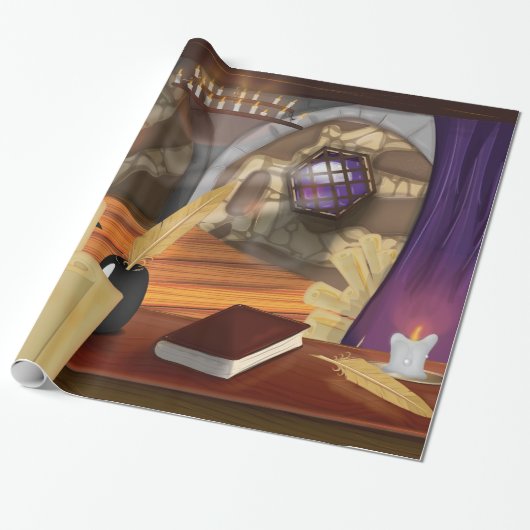 Middeleeuwse schrijverstudie cadeaupapier (Uitgerold)