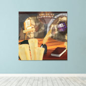 Middeleeuwse schrijverstudie canvas afdruk (Insitu (Houten vloer))