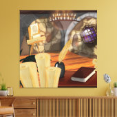 Middeleeuwse schrijverstudie canvas afdruk (Insitu (Woonkamer))