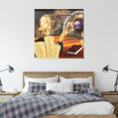 Middeleeuwse schrijverstudie canvas afdruk (Insitu (Slaapkamer))