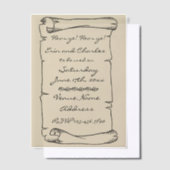 Middeleeuwse Scroll Linnen Wedding Save Datum Uitn Vellum Uitnodigingen (Offset)