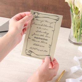Middeleeuwse Scroll Linnen Wedding Save Datum Uitn Vellum Uitnodigingen