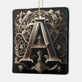 Middeleeuwse sierbloemen letter A Keramisch Ornament (Links)