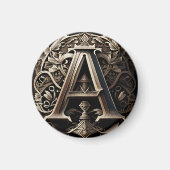Middeleeuwse sierbloemen letter A Magneet (Voorkant)