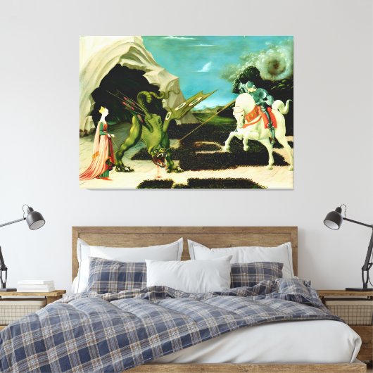 Middeleeuwse Sint-Joris en de Draak Canvas Afdruk (Insitu (Slaapkamer))