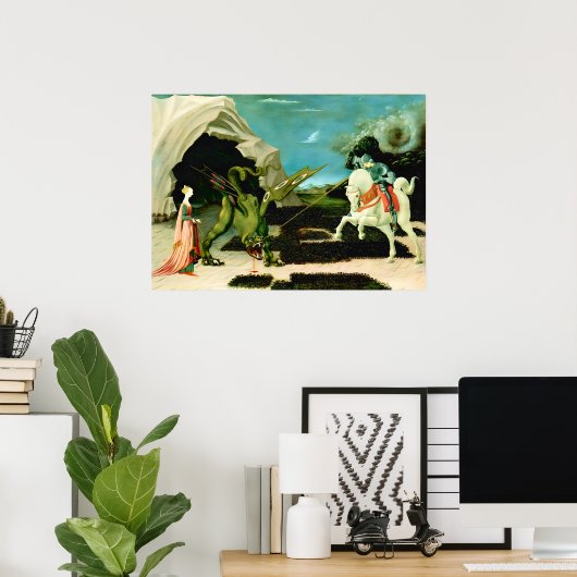 Middeleeuwse Sint-Joris en de Draak Poster (Thuiskantoor)