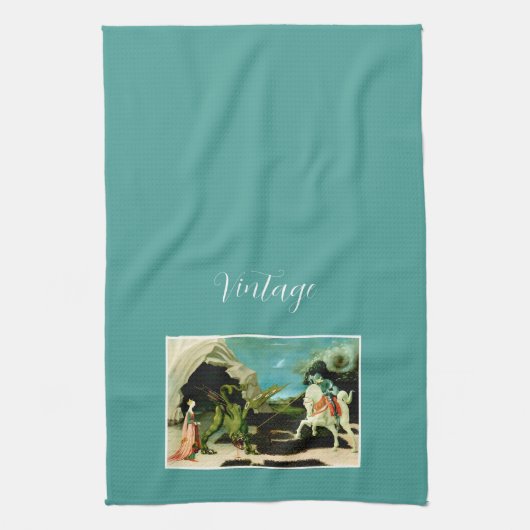 Middeleeuwse Sint-Joris en de Drago Theedoek (Verticaal)