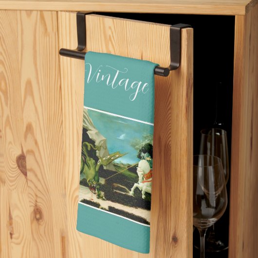 Middeleeuwse Sint-Joris en de Drago Theedoek (Derde Gevouwen)