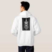 Middeleeuwse Skull King Line Art Hoodie (Achterkant volledig)