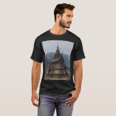 Middeleeuwse staafkerk in Noorwegen (1890) T-shirt (Voorkant volledig)