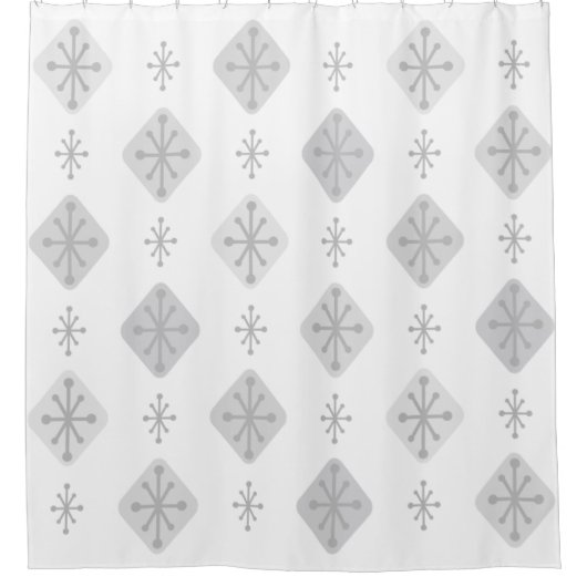 Middeleeuwse Starbursts Diamonds Light Grey Douchegordijn (Voorkant)