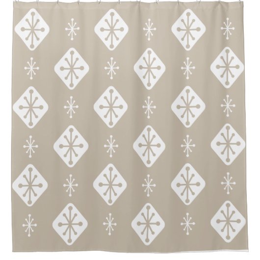 Middeleeuwse Starbursts Diamonds Taupe Douchegordijn (Voorkant)