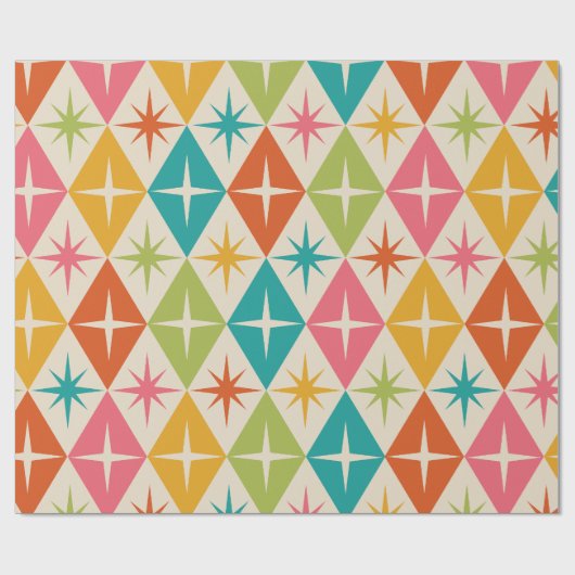 Middeleeuwse Starbursts op kleurrijke diamanten Cadeaupapier (Vlak)