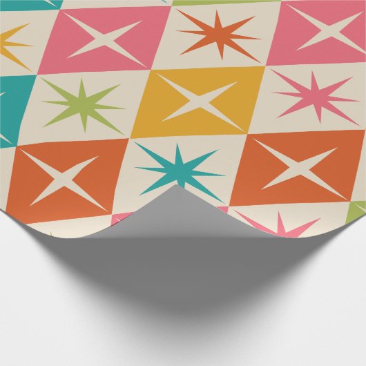 Middeleeuwse Starbursts op kleurrijke diamanten Cadeaupapier (Hoek)