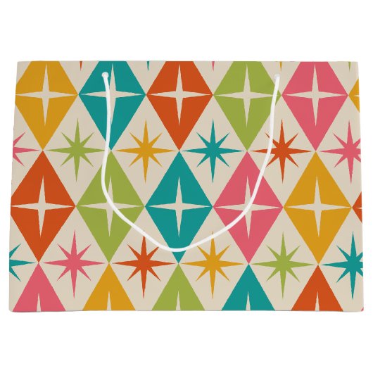 Middeleeuwse Starbursts op kleurrijke diamanten Groot Cadeauzakje (Voorkant)