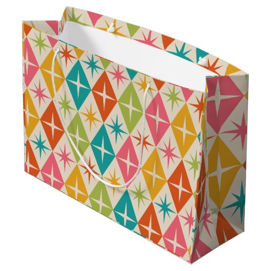 Middeleeuwse Starbursts op kleurrijke diamanten Groot Cadeauzakje (Achterkant Gekanteld)