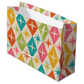 Middeleeuwse Starbursts op kleurrijke diamanten Groot Cadeauzakje (Voorkant Gekanteld)