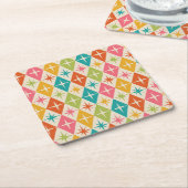 Middeleeuwse Starbursts op kleurrijke diamanten Kartonnen Onderzetters (Schuin)