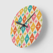 Middeleeuwse Starbursts op kleurrijke diamanten Ronde Klok (Hoek)