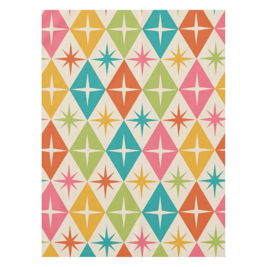 Middeleeuwse Starbursts op kleurrijke diamanten Tafelkleed (Voorkant)