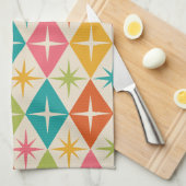 Middeleeuwse Starbursts op kleurrijke diamanten Theedoek (Quarter Fold)