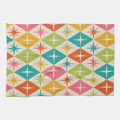 Middeleeuwse Starbursts op kleurrijke diamanten Theedoek (Horizontaal)