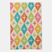 Middeleeuwse Starbursts op kleurrijke diamanten Theedoek (Verticaal)