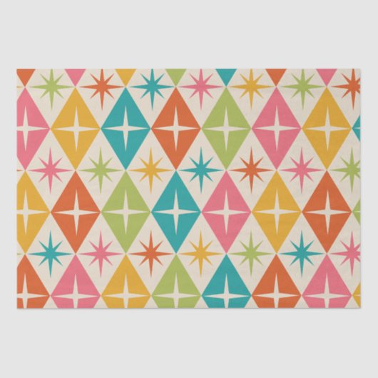 Middeleeuwse Starbursts op kleurrijke diamanten Tissuepapier (Voorkant)