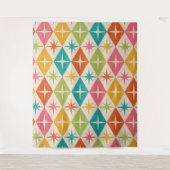 Middeleeuwse Starbursts op kleurrijke diamanten Wandkleed (Voorkant)