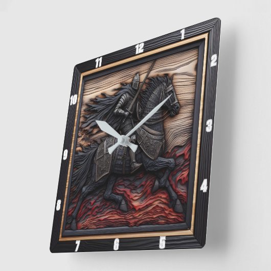 Middeleeuwse Steed: Black Border Custom Vierkante Klok (Hoek)