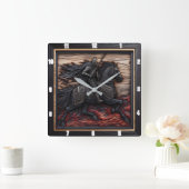 Middeleeuwse Steed: Black Border Custom Vierkante Klok (Huis)