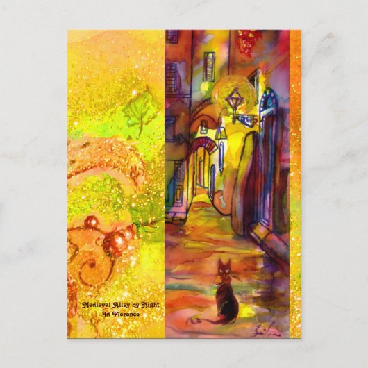 MIDDELEEUWSE STEEG 'S AVONDS IN FLORENCE BRIEFKAART (Voorkant)