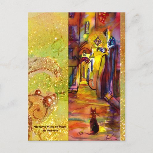 MIDDELEEUWSE STEEG 'S AVONDS IN FLORENCE BRIEFKAART (Voorkant)