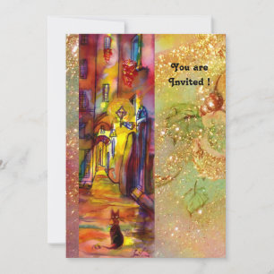 MIDDELEEUWSE STEEG 'S AVONDS IN FLORENCE,rood geel Kaart