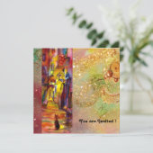 MIDDELEEUWSE STEEG 'S AVONDS IN FLORENCE,rood geel Kaart (Staand voorkant)