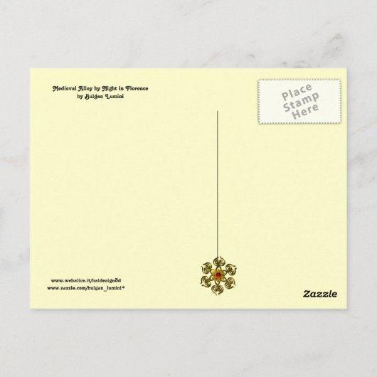 MIDDELEEUWSE STEEG 'S AVONDS IN FLORENCE zwart Briefkaart (Achterkant)