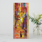 MIDDELEEUWSE STEEG 'S NACHTS IN FLORENCE,rood geel Aankondiging (Staand voorkant)