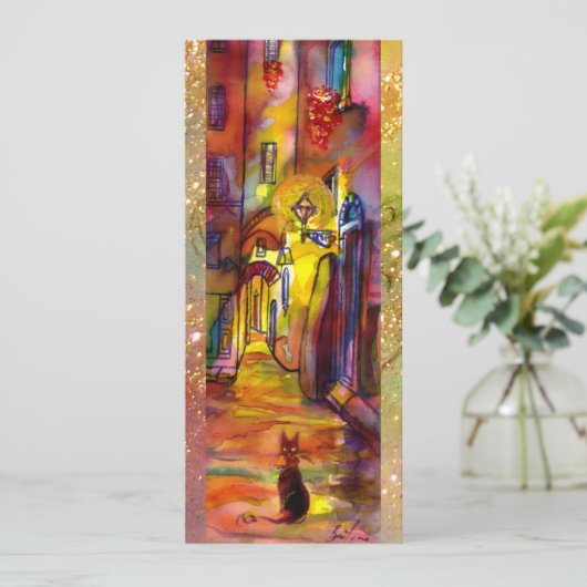 MIDDELEEUWSE STEEG 'S NACHTS IN FLORENCE,rood geel Aankondiging (Staand voorkant)